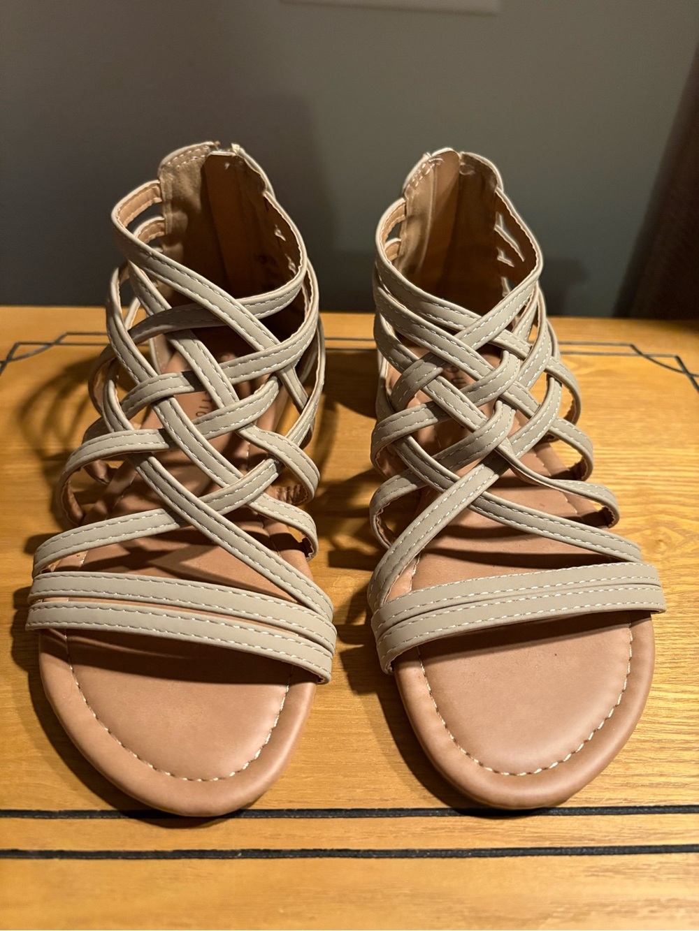 Journee Collection Neutral Beige Strappy Gladiator Sandals